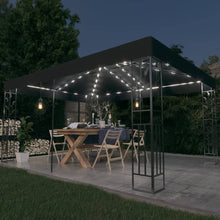 Prieel Met Dubbel Dak En Led-Lichtslinger 3X4 M Kleur Antraciet
