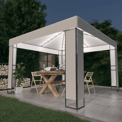Prieel Met Dubbel Dak En Led-Lichtslinger 3X3 M Wit