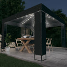 Prieel 3x3 m antraciet met LED-lichtslinger