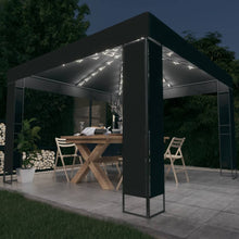 Prieel Met Dubbel Dak En Led-Lichtslinger 3X3 M Kleur Antraciet