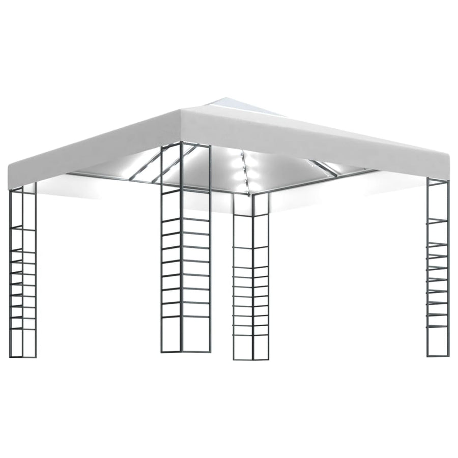 Tuinpaviljoen Met Led-Lichtslinger 3X3 M Wit