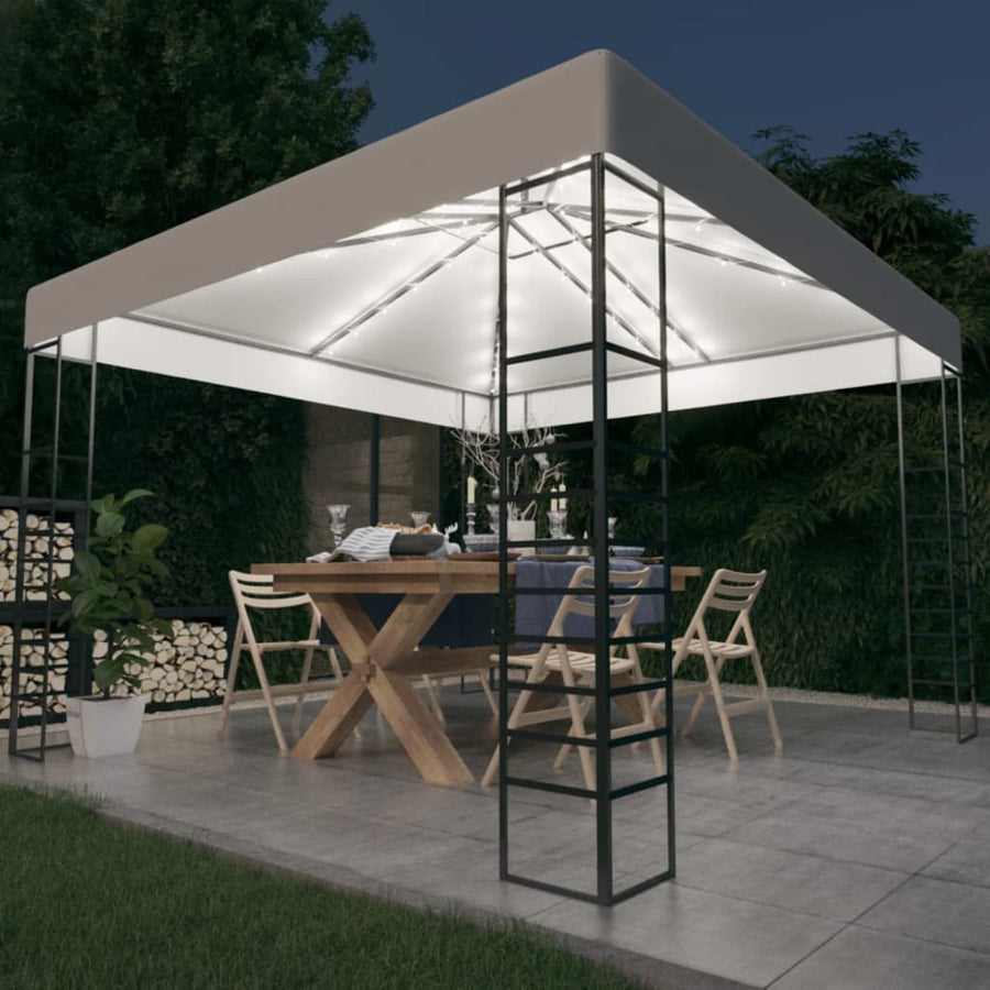 Tuinpaviljoen Met Led-Lichtslinger 3X3 M Wit