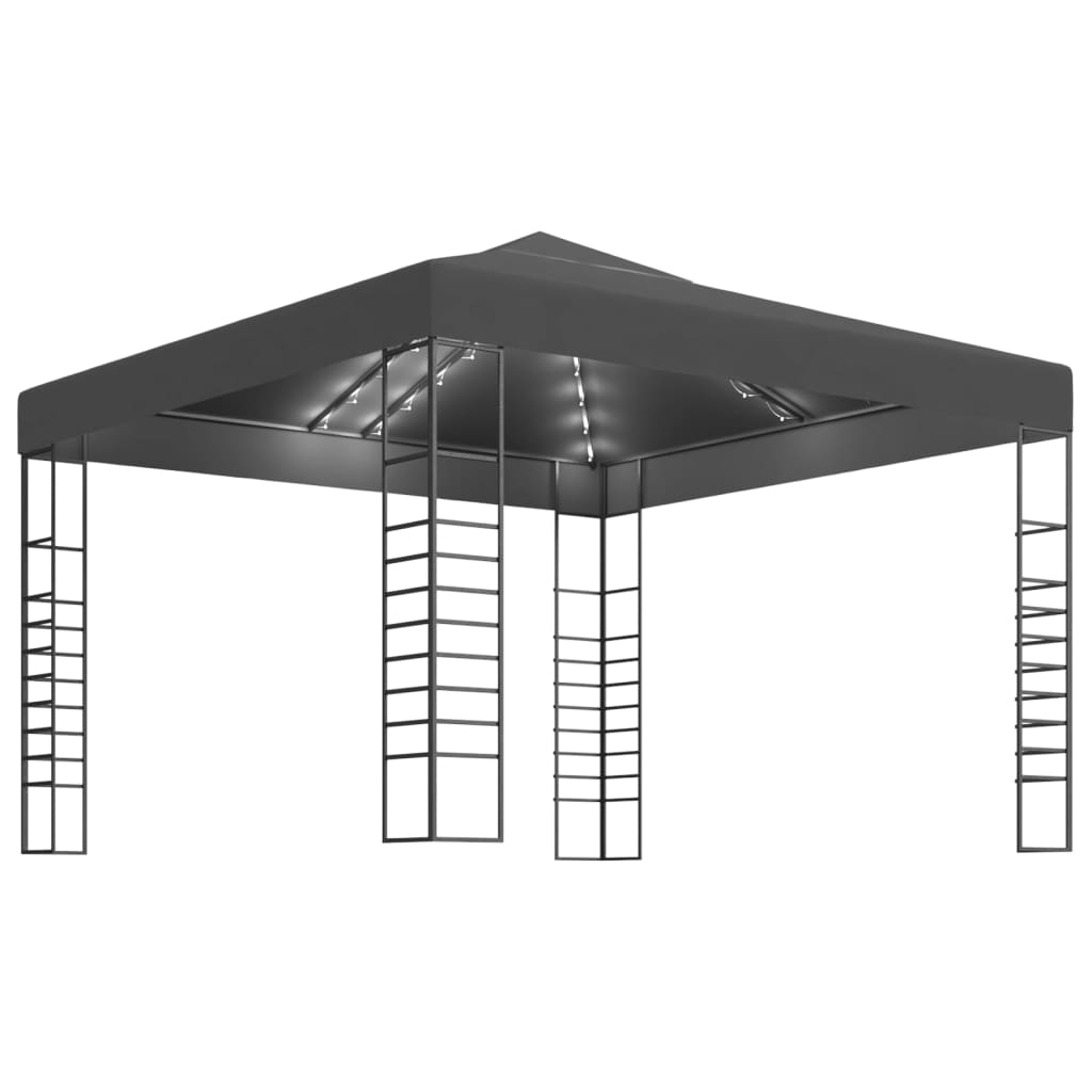 Tuinpaviljoen Met Led-Lichtslinger 3X3 M Kleurig Antraciet