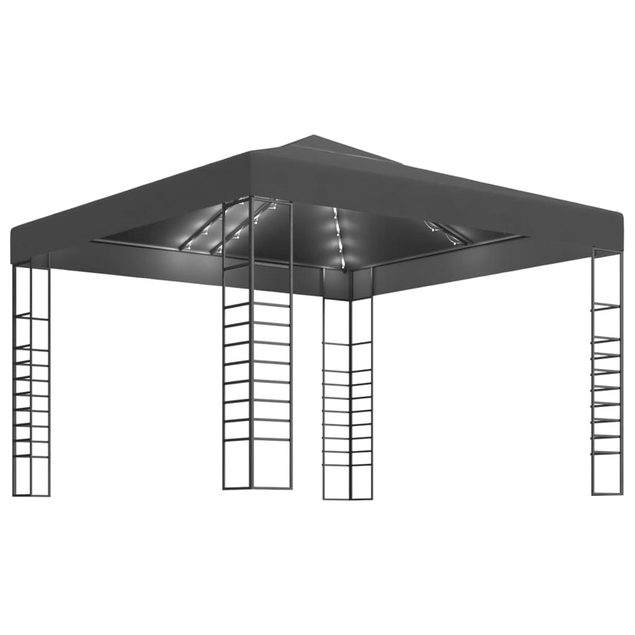 Tuinpaviljoen Met Led-Lichtslinger 3X3 M Kleurig Antraciet