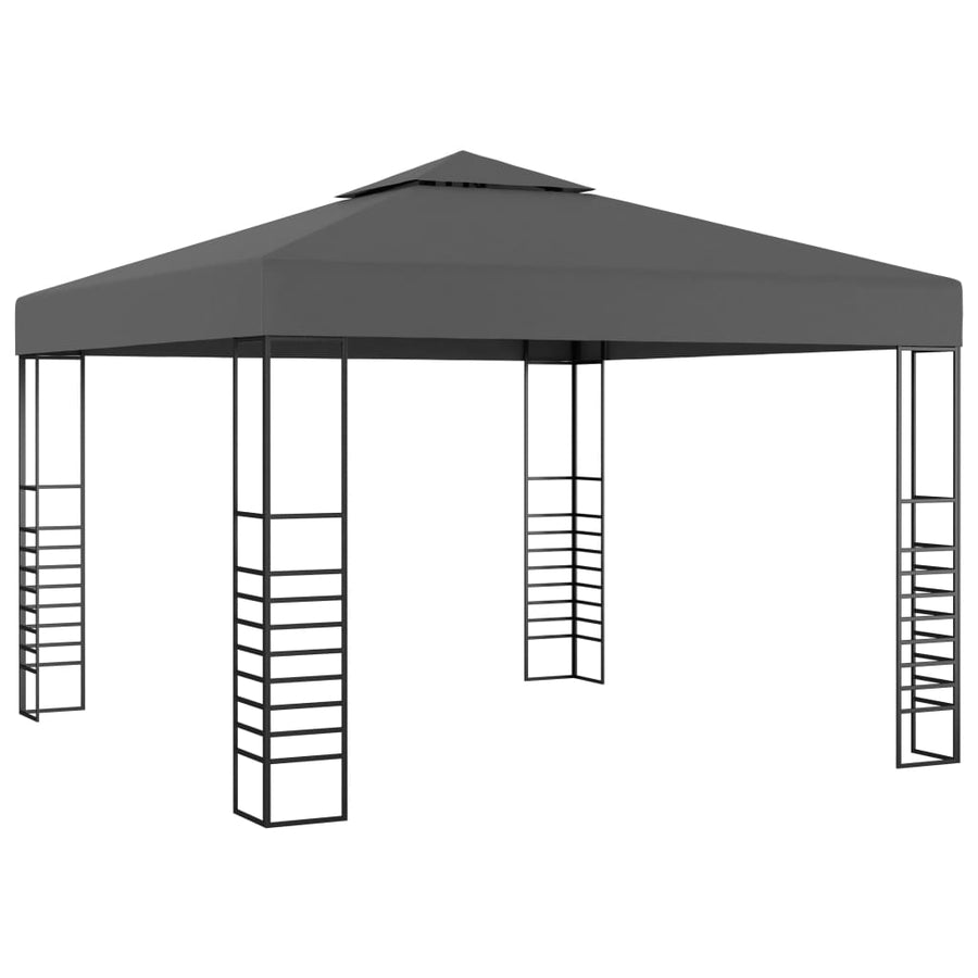 Tuinpaviljoen Met Led-Lichtslinger 3X3 M Kleurig Antraciet