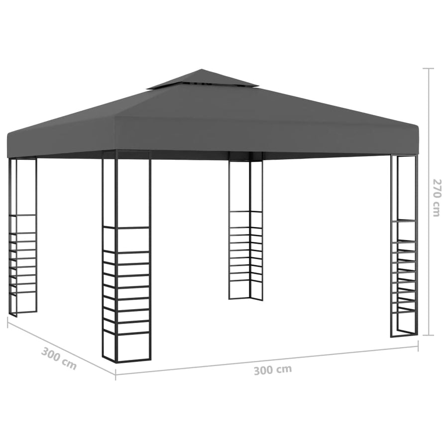 Tuinpaviljoen Met Led-Lichtslinger 3X3 M Kleurig Antraciet