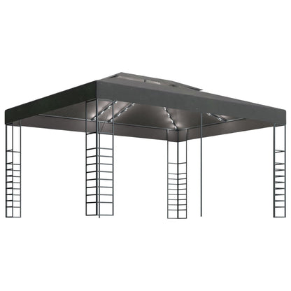 Prieel Met Led-Lichtslinger 3X4 M Kleurig Antraciet