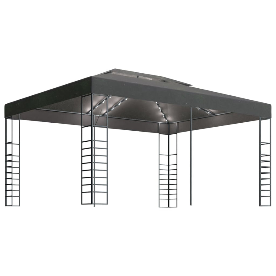 Prieel Met Led-Lichtslinger 3X4 M Kleurig Antraciet
