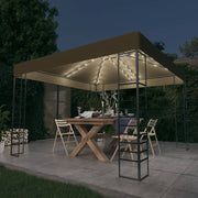 Tuinpaviljoen 3x3 m taupe met LED-lichtslinger