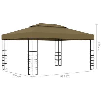 Prieel Met Led-Lichtslinger 3X4 M Taupe