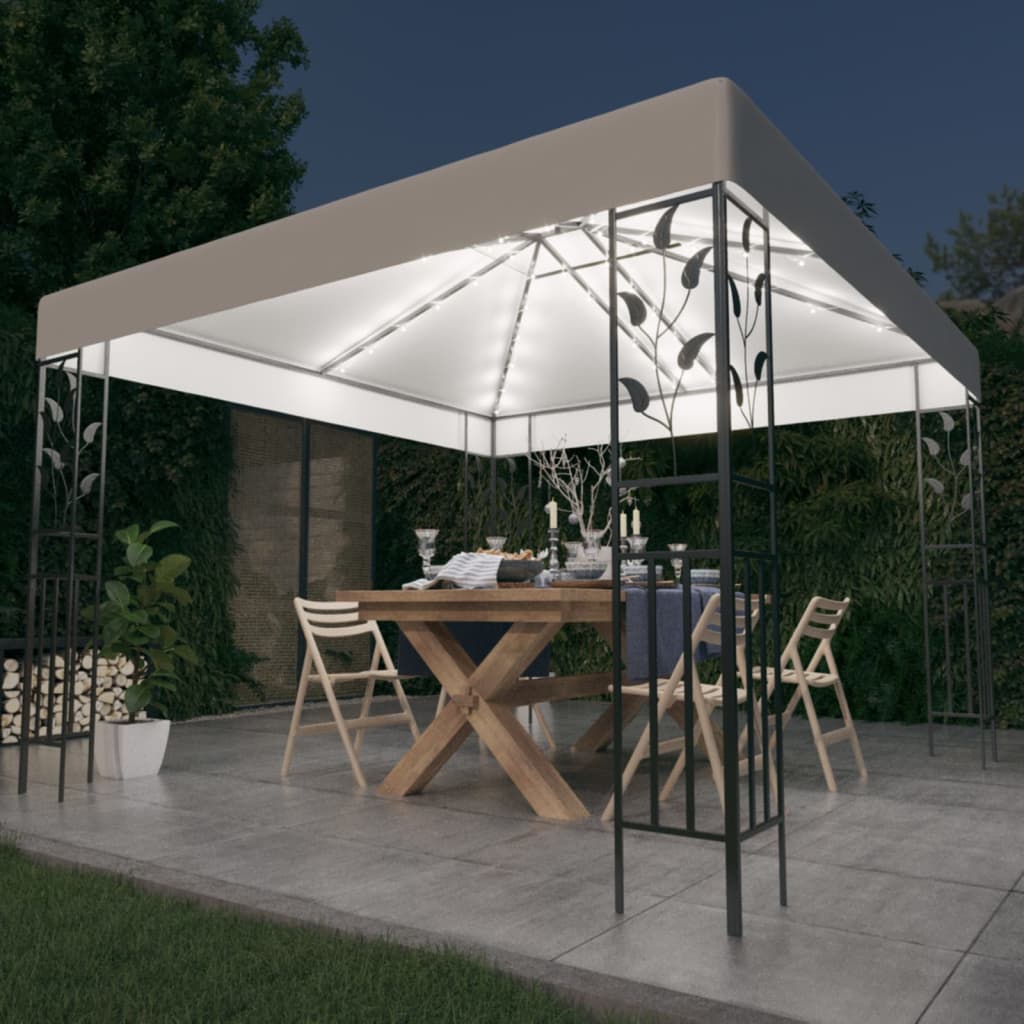 Prieel Met Led-Lichtslinger 3X3 M Wit