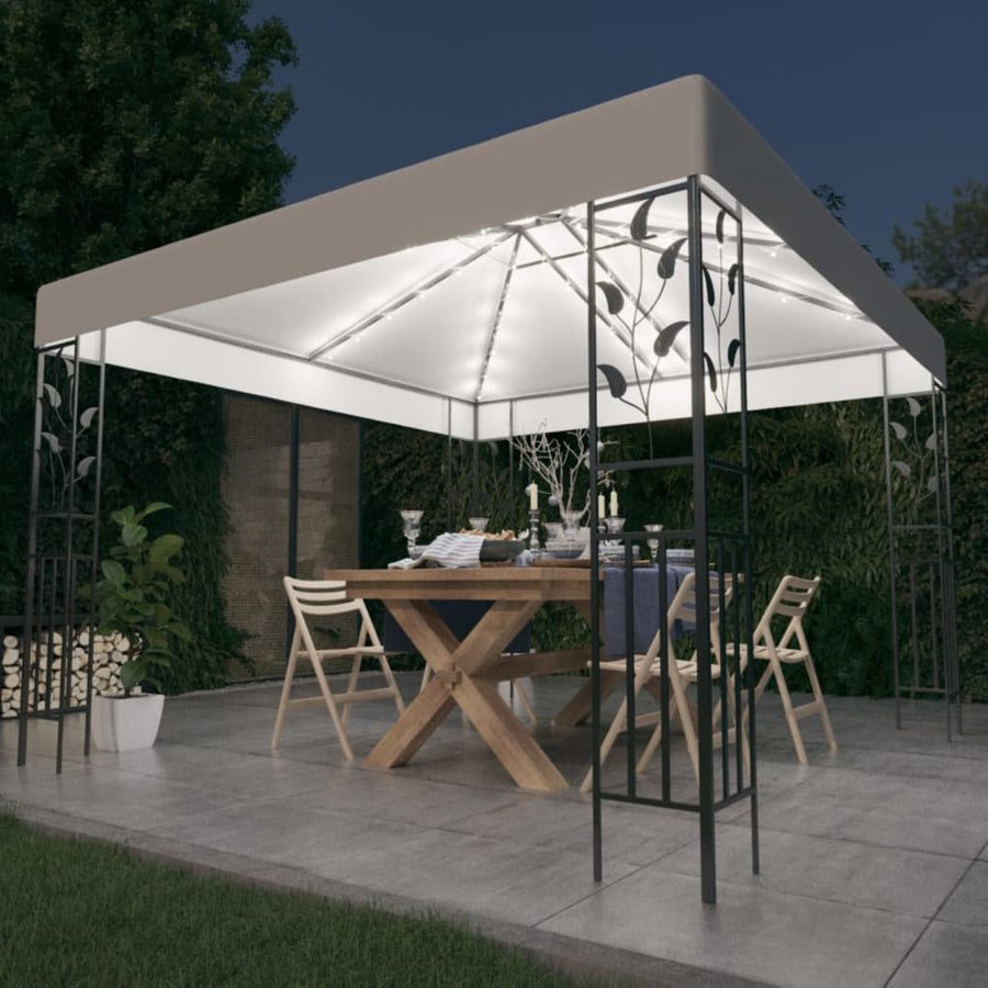 Prieel Met Led-Lichtslinger 3X3 M Wit