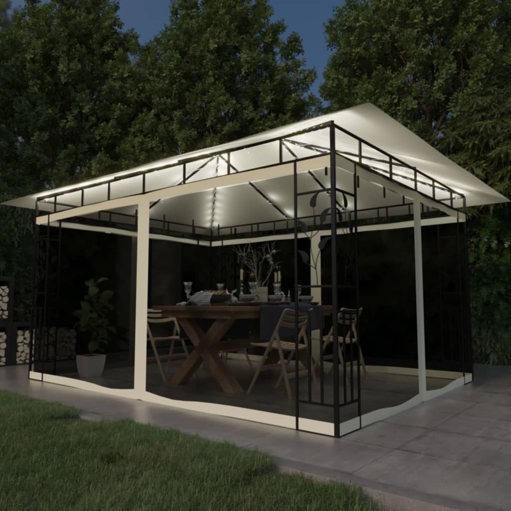 Prieel Met Klamboe Led-Lichtslinger 180 G/M² 4X3X2,73 M 4 x 3 x 2.73 m Crème