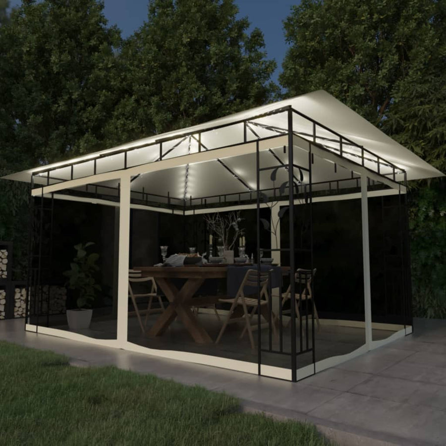 Prieel Met Klamboe Led-Lichtslinger 180 G/M² 4X3X2,73 M 4 x 3 x 2.73 m Crème