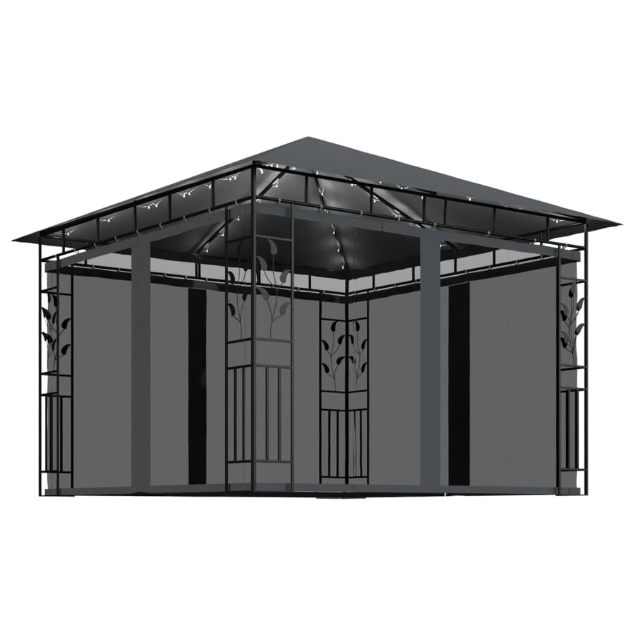 Prieel Met Klamboe Led-Lichtslinger 3X3X2,73 M Kleurig 3 x 3 x 2.73 m Antraciet