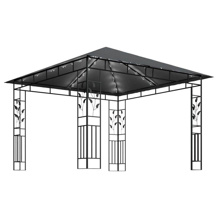 Prieel Met Klamboe Led-Lichtslinger 3X3X2,73 M Kleurig 3 x 3 x 2.73 m Antraciet