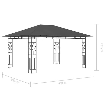 Prieel Met Klamboe Led-Lichtslinger 4X3X2,73 M Kleurig 4 x 3 x 2.73 m Antraciet