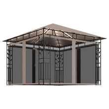 Prieel Met Klamboe En Led-Lichtslinger 3X3X2,73 M 3 x 3 x 2.73 m Taupe