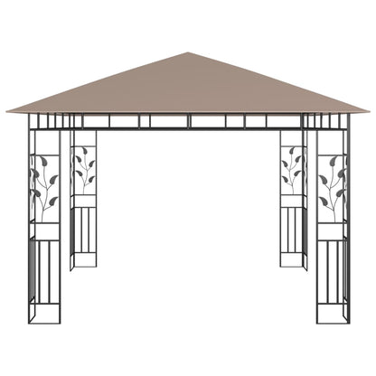 Prieel Met Klamboe En Led-Lichtslinger 3X3X2,73 M 3 x 3 x 2.73 m Taupe