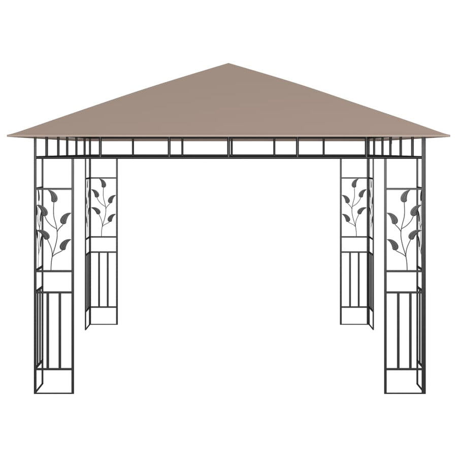 Prieel Met Klamboe En Led-Lichtslinger 3X3X2,73 M 3 x 3 x 2.73 m Taupe
