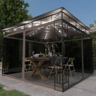 Gazebo with mosquito net and LED light string 3x3x2.73 m taupe