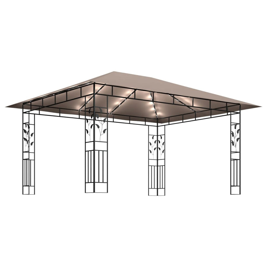 Prieel Met Klamboe Led-Lichtslinger 180 G/M² 4X3X2,73 M 4 x 3 x 2.73 m Taupe