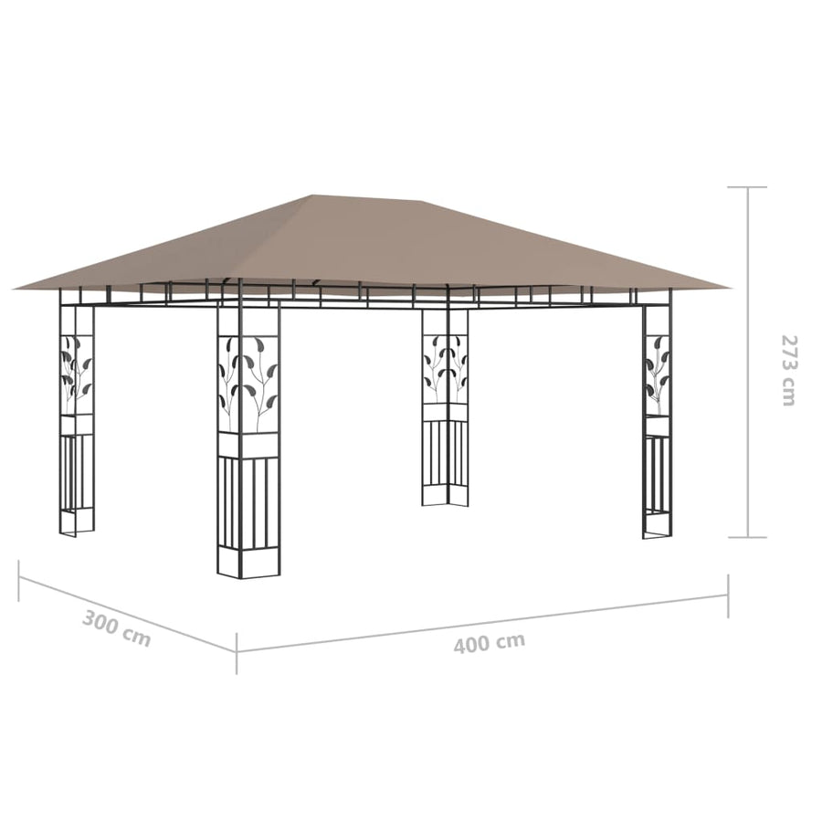 Prieel Met Klamboe Led-Lichtslinger 180 G/M² 4X3X2,73 M 4 x 3 x 2.73 m Taupe