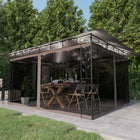 Prieel 4x3x2,73 m taupe met klamboe en LED-lichtslinger