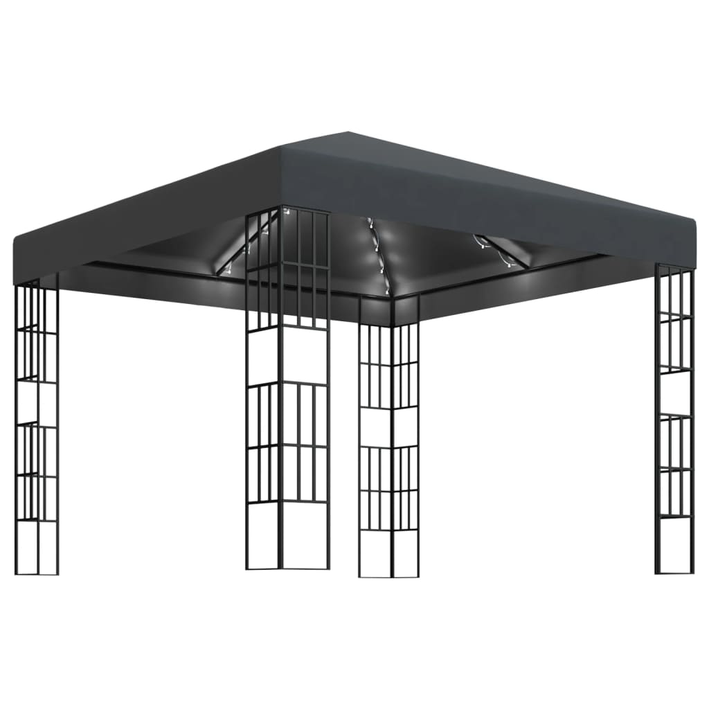 Prieel Met Led-Lichtslinger Kleurig 3 x 3 m