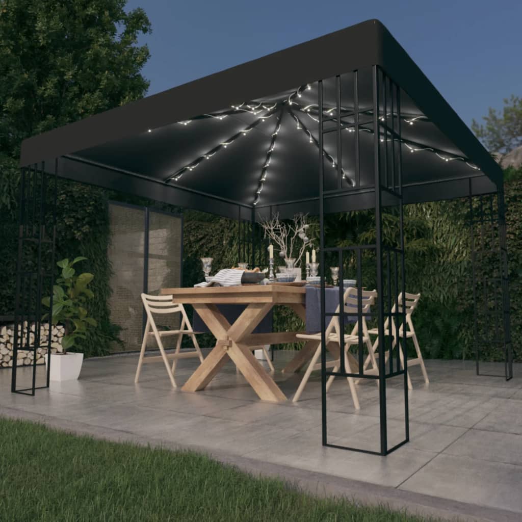 Prieel Met Led-Lichtslinger Kleurig 3 x 3 m