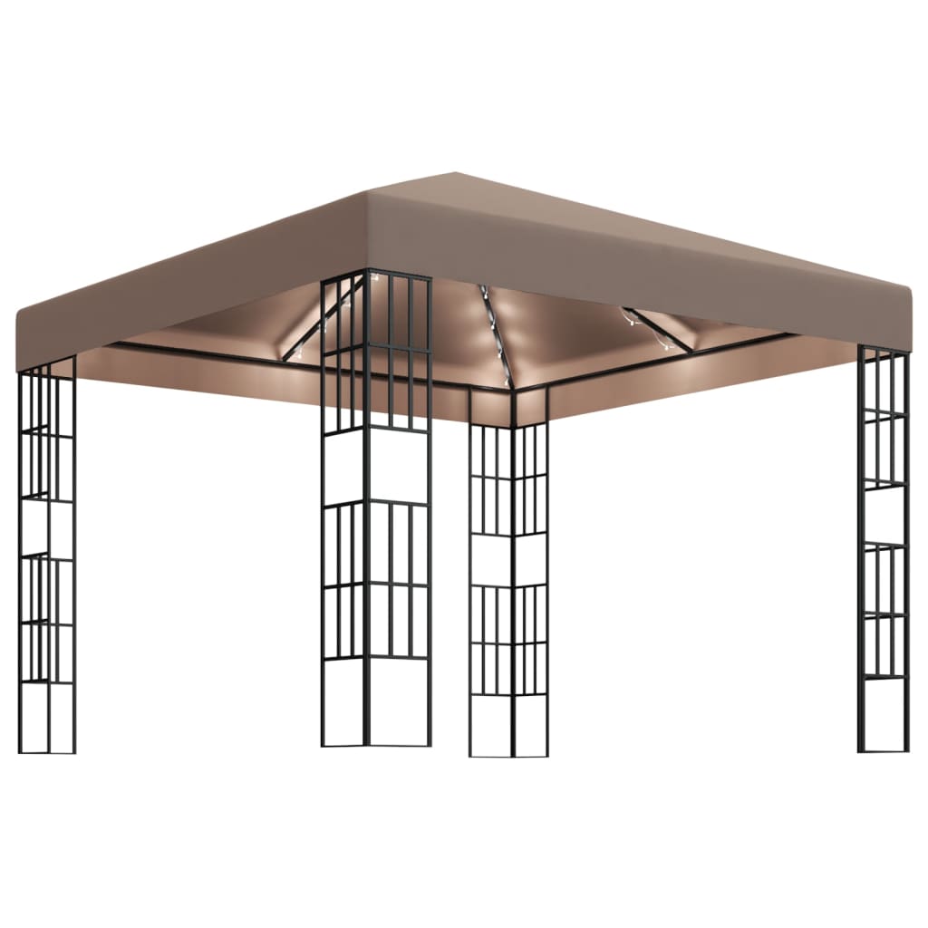 Prieel Met Led-Lichtslinger 3X3 M Taupe 3 x 3 m