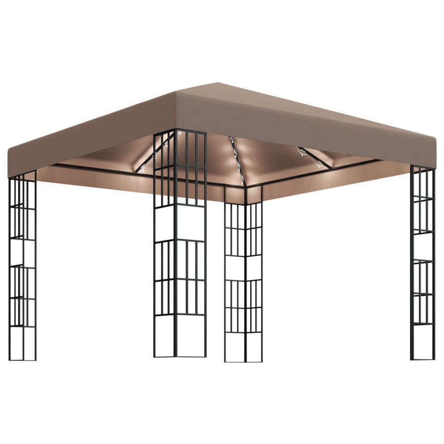 Prieel Met Led-Lichtslinger 3X3 M Taupe 3 x 3 m