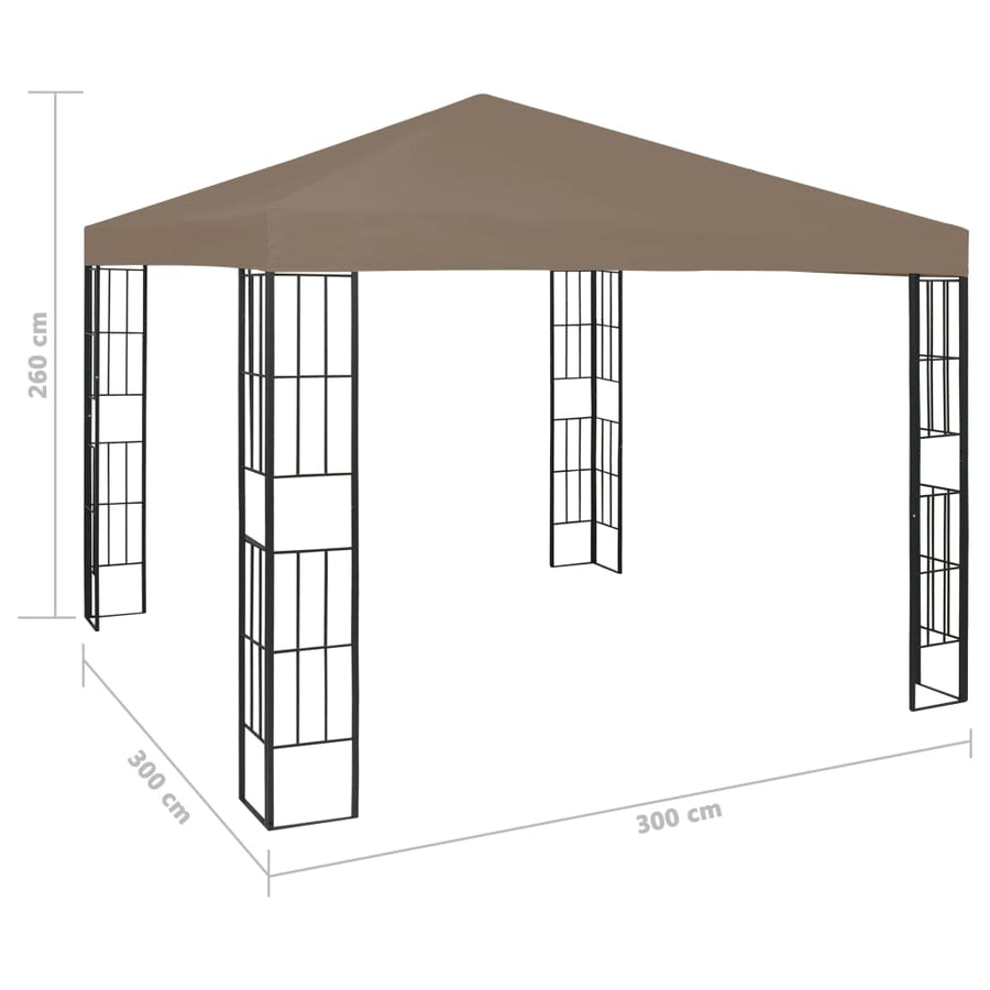 Prieel Met Led-Lichtslinger 3X3 M Taupe 3 x 3 m