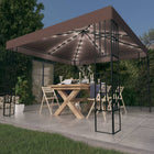Gazebo with LED string lights 3x3 m taupe