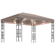 Prieel met LED-lichtslinger 4x3 m taupe
