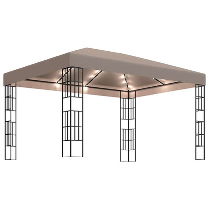 Prieel met LED-lichtslinger 4x3 m taupe
