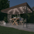 Prieel 4x3 m taupe met LED-lichtslinger