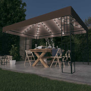 Prieel 4x3 m taupe met LED-lichtslinger