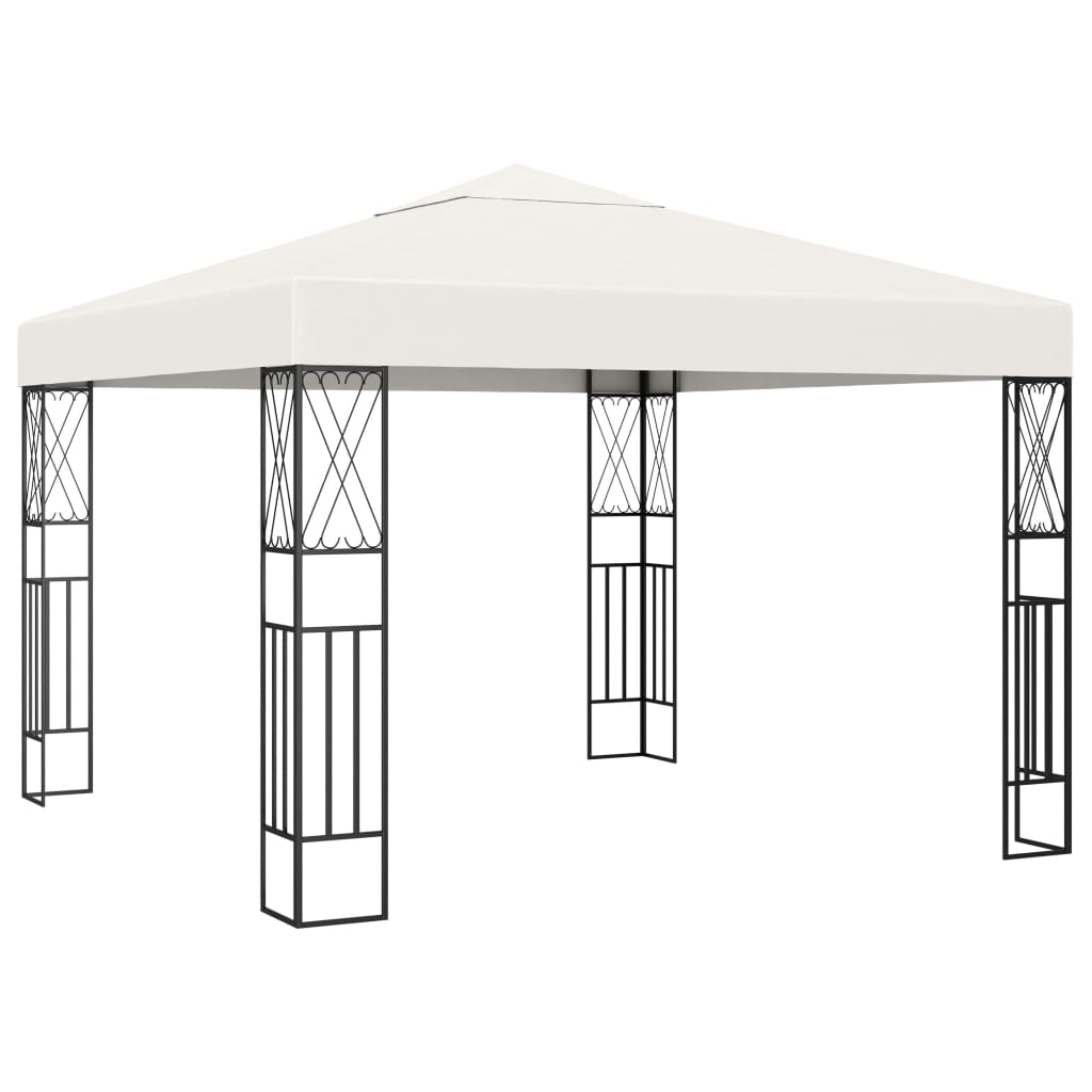 Prieel Met Led-Lichtslinger Stof Kleurig 3 x 3 m Crème