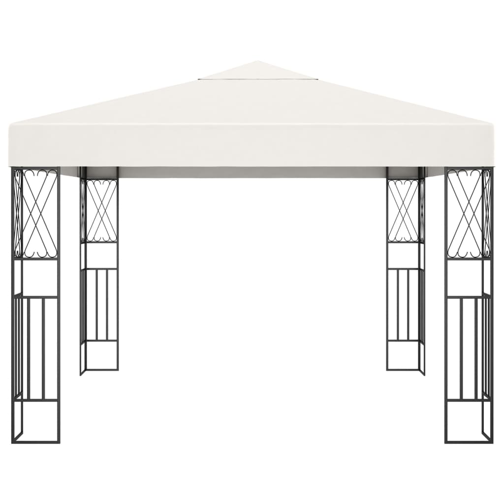 Prieel Met Led-Lichtslinger Stof Kleurig 3 x 3 m Crème