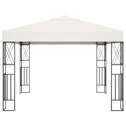 Prieel Met Led-Lichtslinger Stof Kleurig 3 x 3 m Crème
