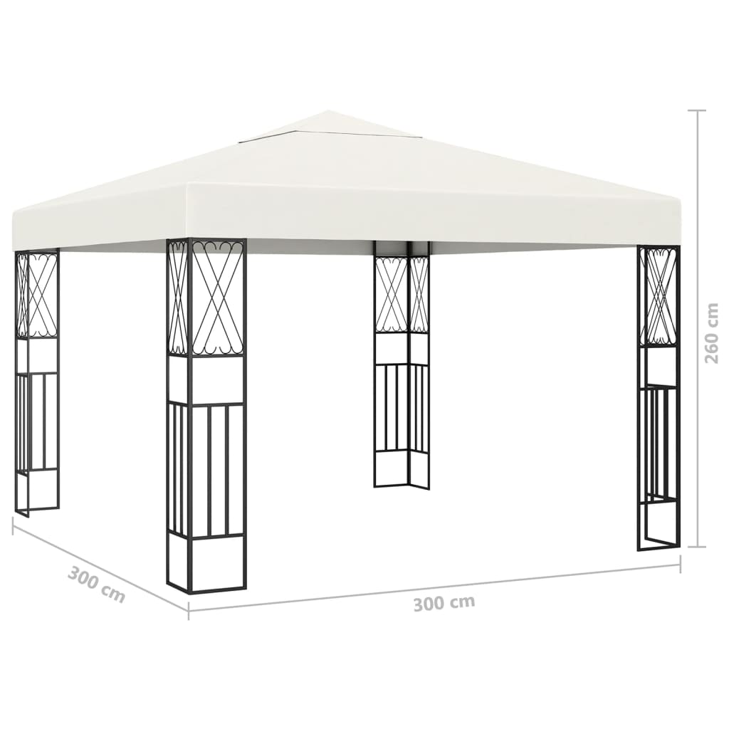 Prieel Met Led-Lichtslinger Stof Kleurig 3 x 3 m Crème