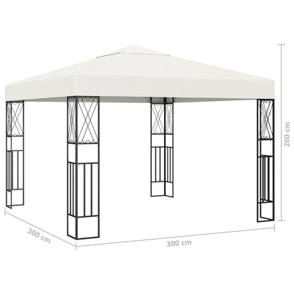 Prieel Met Led-Lichtslinger Stof Kleurig 3 x 3 m Crème