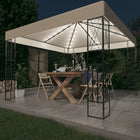 Gazebo with LED fairy lights 3x3 m cream-coloured fabric