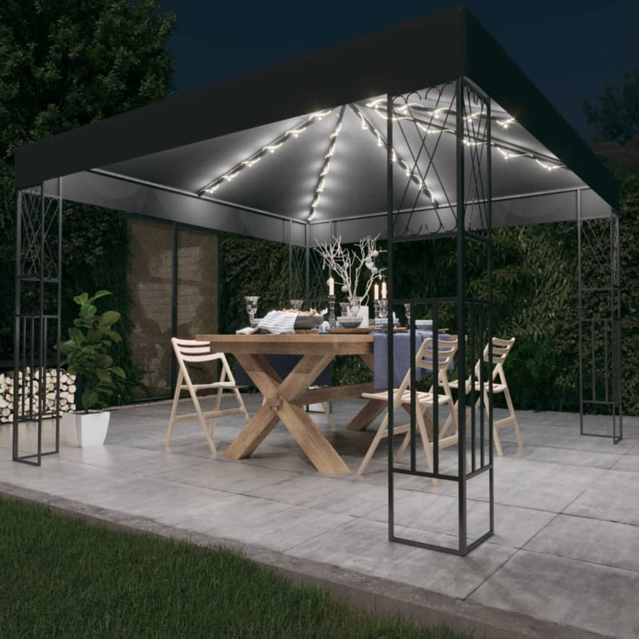 Prieel Met Led-Lichtslinger Stof Kleurig 3 x 3 m