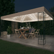 Prieel 3x4 m met led-lichtslinger stofkleurig