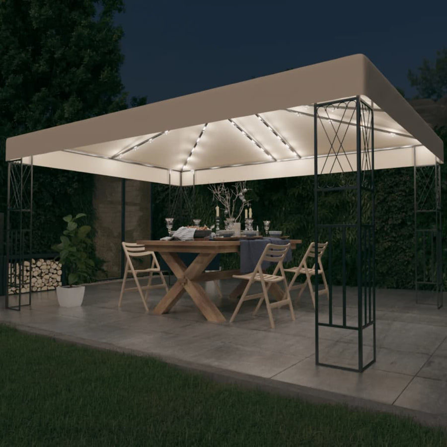 Prieel Met Led-Lichtslinger Stof Kleurig 3 x 4 m