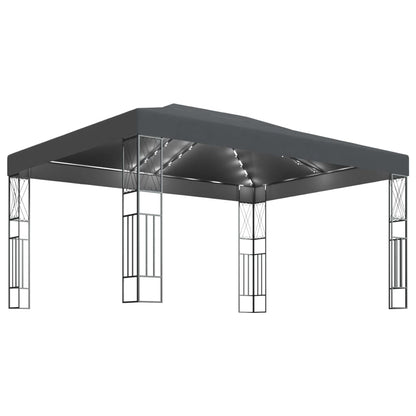 Prieel Met Led-Lichtslinger Stof Kleurig 3 x 4 m Antraciet