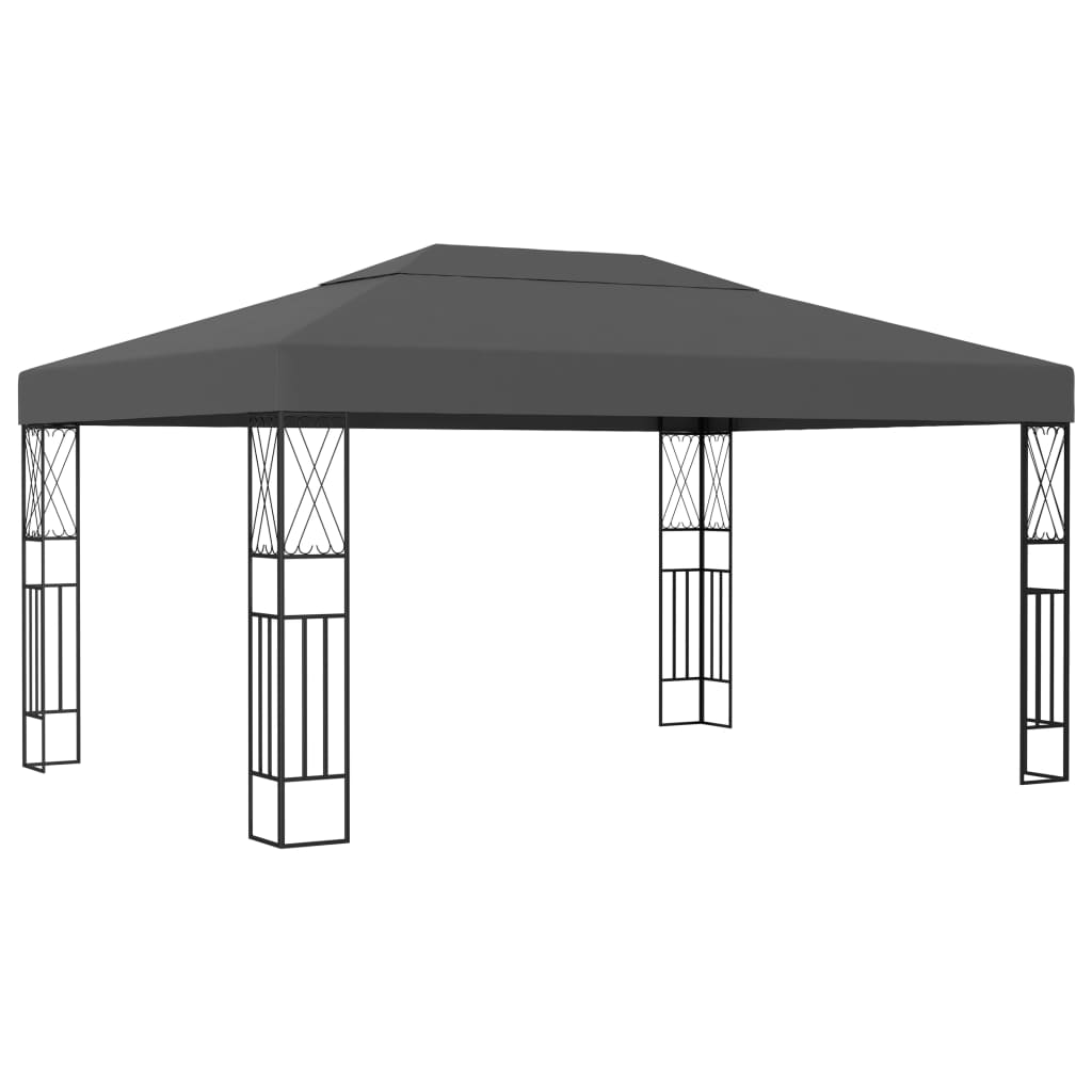 Prieel Met Led-Lichtslinger Stof Kleurig 3 x 4 m Antraciet