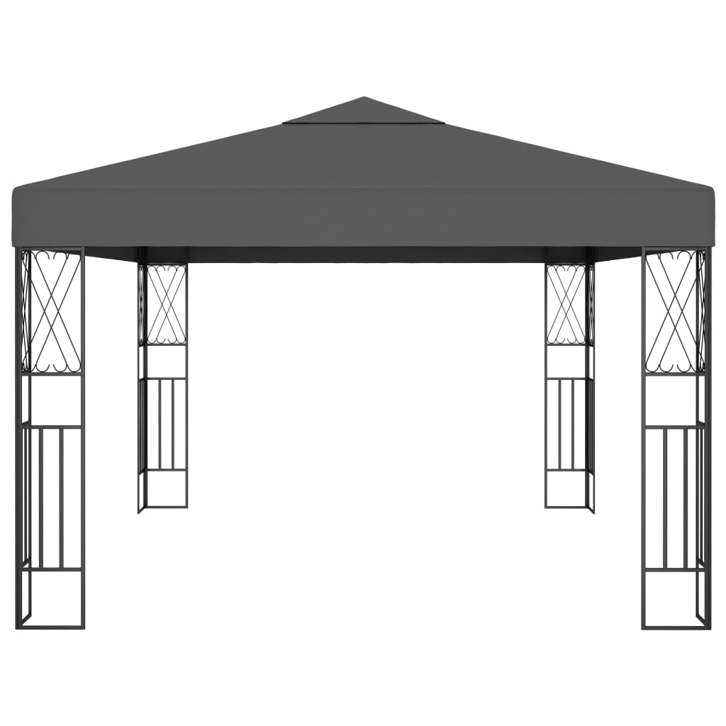 Prieel Met Led-Lichtslinger Stof Kleurig 3 x 4 m Antraciet